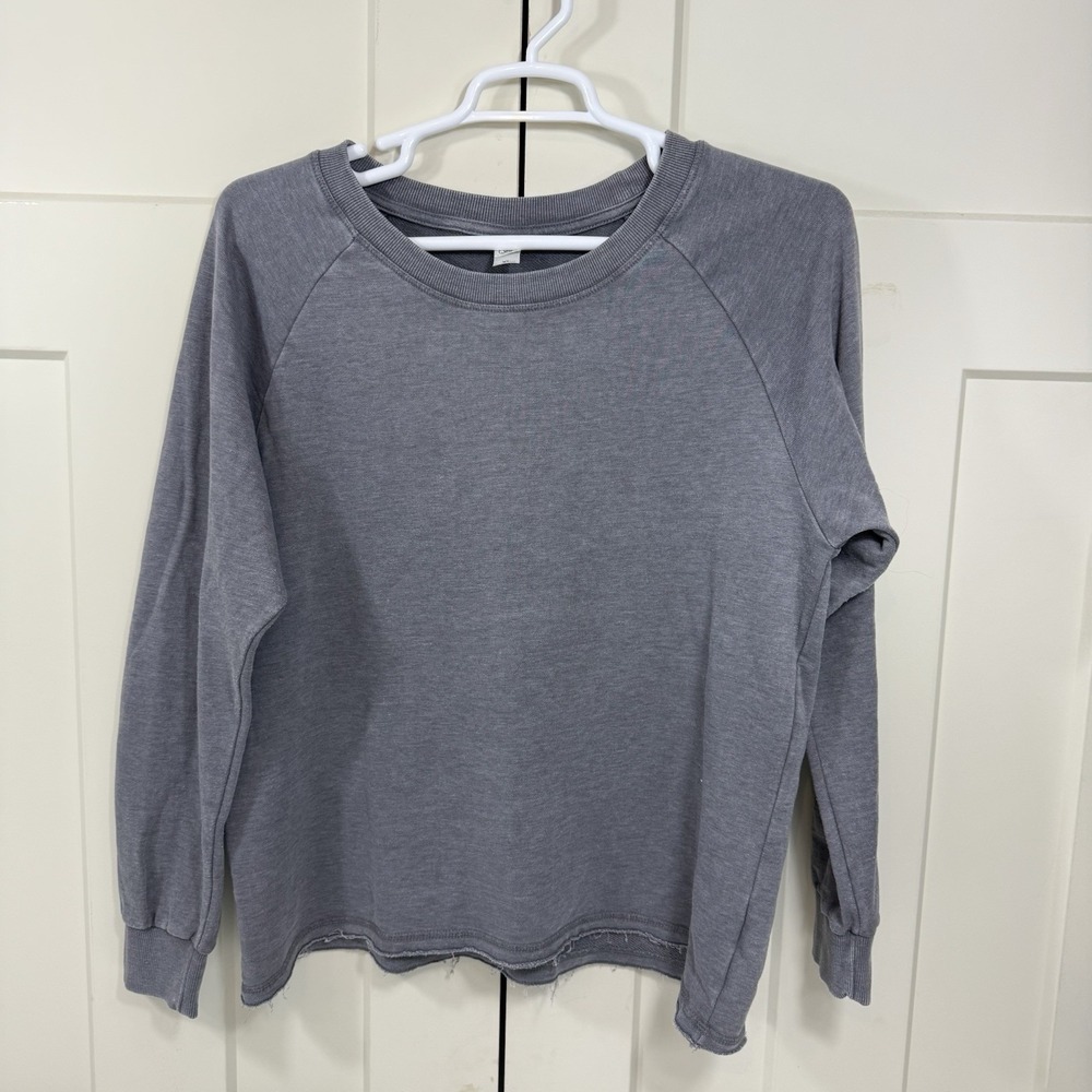 Alternative Women's XL Gray Crew Neck Sweatshirt Long Sleeve Frayed Hem Grunge